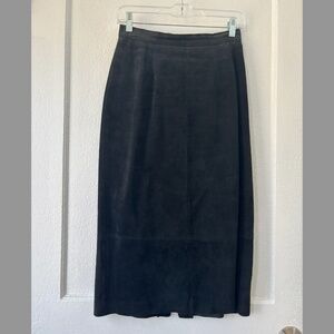 True Vintage Black Suede Pencil Skirt Size 6